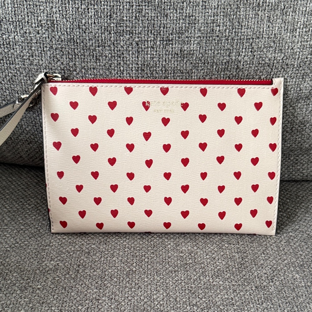 Kate Spade Red Heart Pattern Wristlet